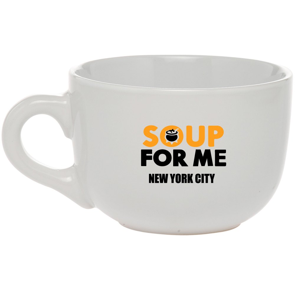 The 24 oz soup mug, back: Soup For Me, New York City