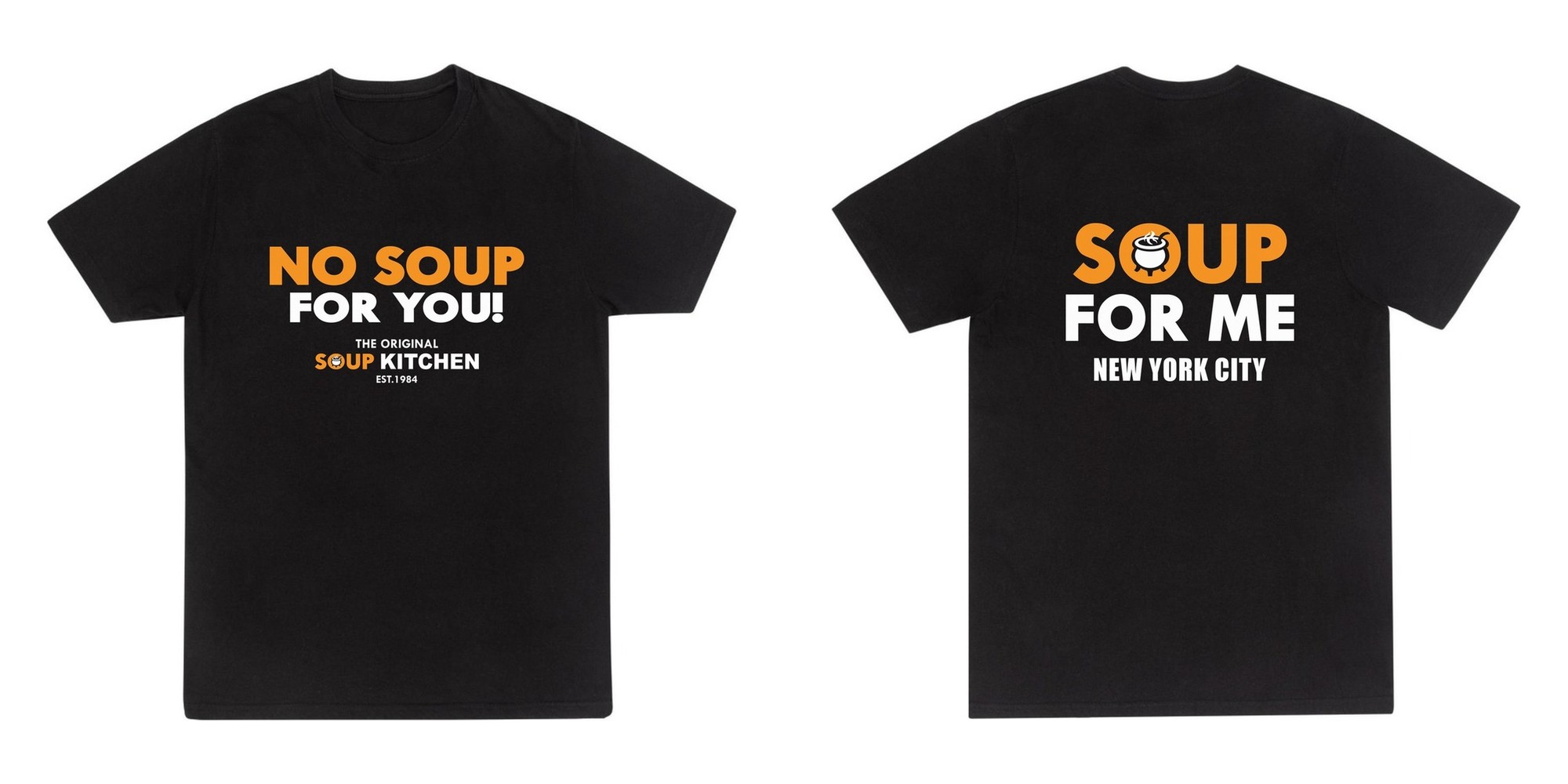 The Original Soup Kitchen black t-shirt, front and back